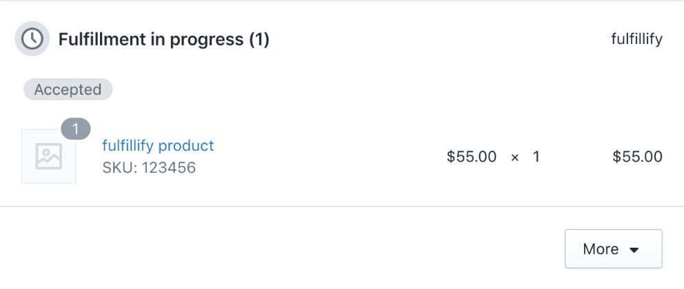 Shows a fulfillment card indicating that the request accepted