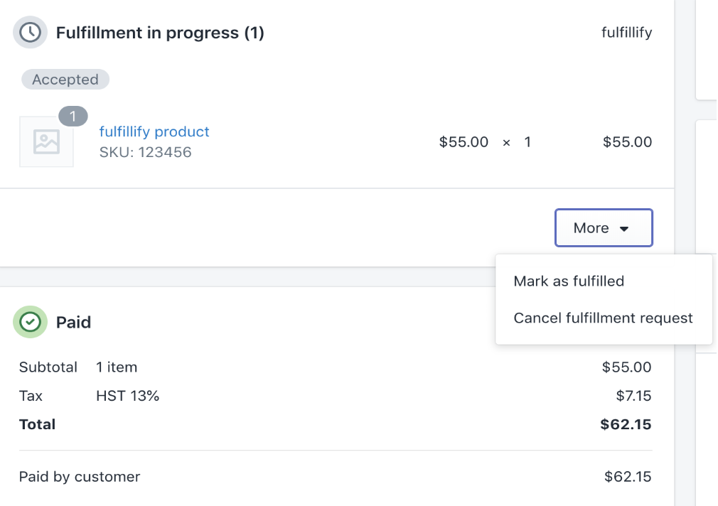 Image of the Cancel fulfillment request button
